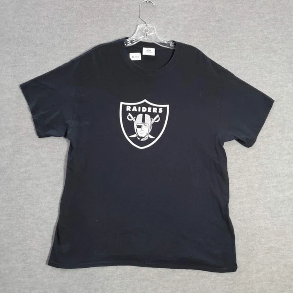 Oakland Raiders Men Shirt L Black Logo Graphic Short Sleeve Crew Neck Tee